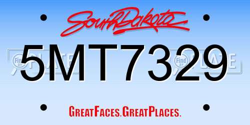 5MT7329 South Dakota License Plate