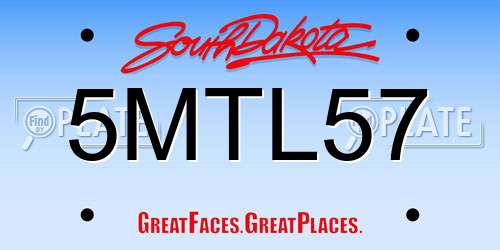 5MTL57 South Dakota License Plate