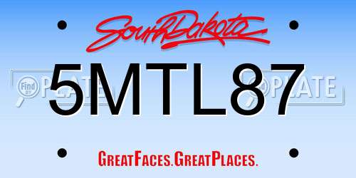 5MTL87 South Dakota License Plate