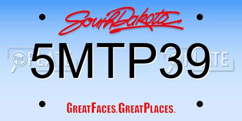 5MTP39 South Dakota License Plate