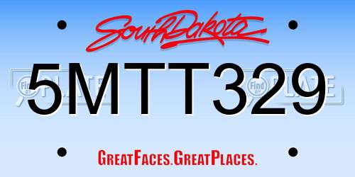 5MTT329 South Dakota License Plate