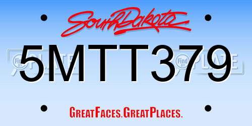 5MTT379 South Dakota License Plate