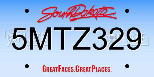 5MTZ329 South Dakota License Plate