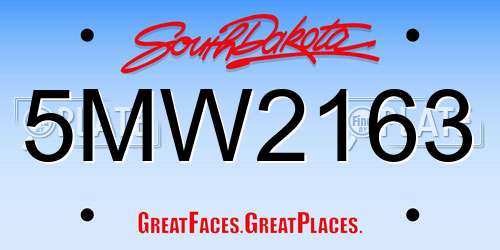 5MW2163 South Dakota License Plate