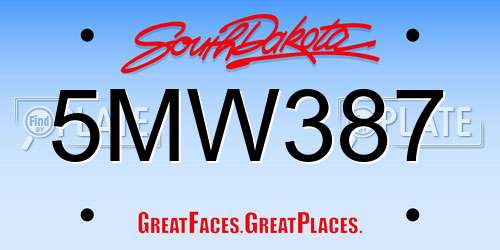 5MW387 South Dakota License Plate