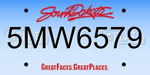 5MW6579 South Dakota License Plate