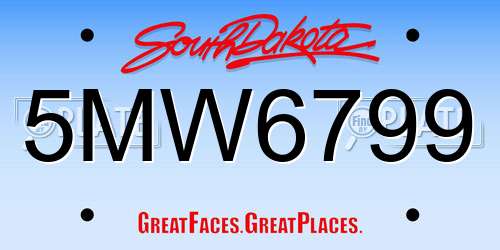 5MW6799 South Dakota License Plate
