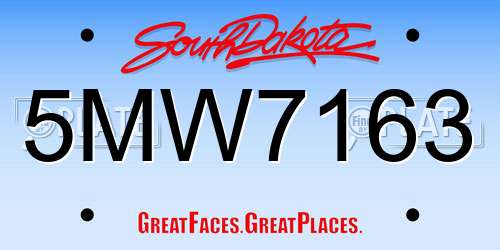 5MW7163 South Dakota License Plate