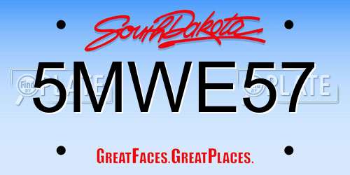 5MWE57 South Dakota License Plate