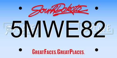 5MWE82 South Dakota License Plate