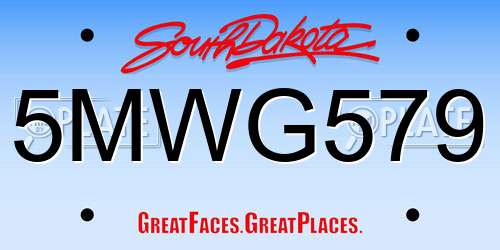 5MWG579 South Dakota License Plate