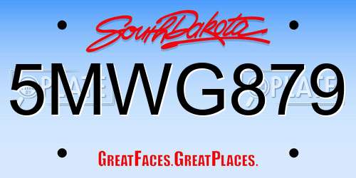 5MWG879 South Dakota License Plate