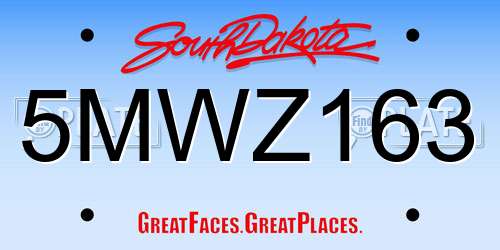 5MWZ163 South Dakota License Plate