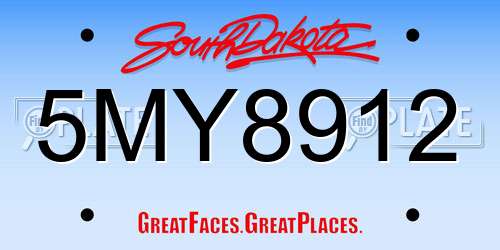 5MY8912 South Dakota License Plate