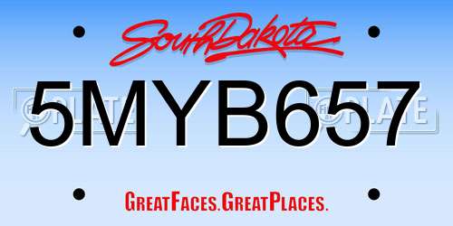 5MYB657 South Dakota License Plate