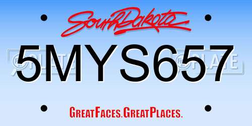 5MYS657 South Dakota License Plate