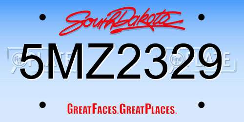 5MZ2329 South Dakota License Plate