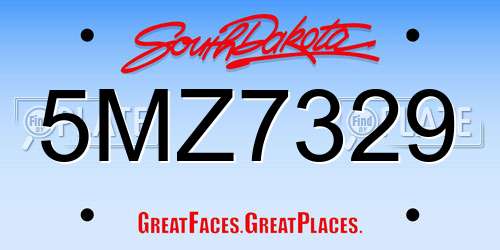 5MZ7329 South Dakota License Plate