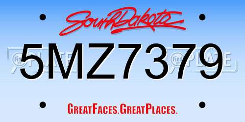 5MZ7379 South Dakota License Plate