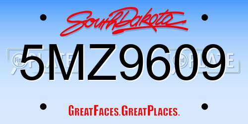 5MZ9609 South Dakota License Plate