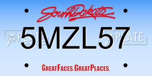 5MZL57 South Dakota License Plate