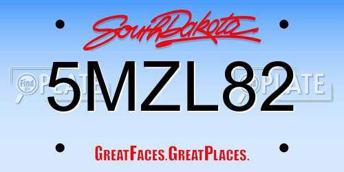 5MZL82 South Dakota License Plate