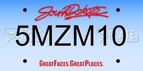 5MZM10 South Dakota License Plate