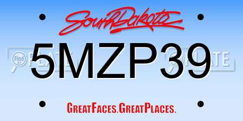 5MZP39 South Dakota License Plate