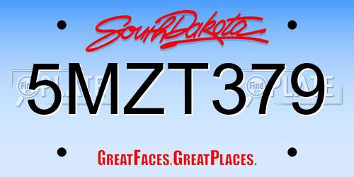 5MZT379 South Dakota License Plate