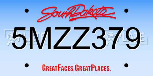 5MZZ379 South Dakota License Plate