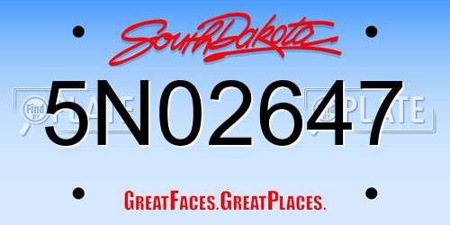 5N02647 South Dakota License Plate