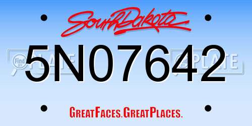 5N07642 South Dakota License Plate