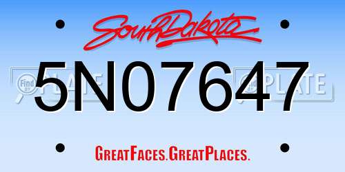 5N07647 South Dakota License Plate