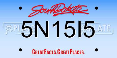 5N15I5 South Dakota License Plate