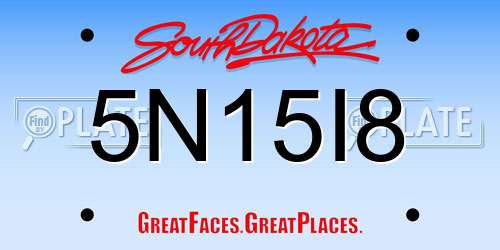 5N15I8 South Dakota License Plate
