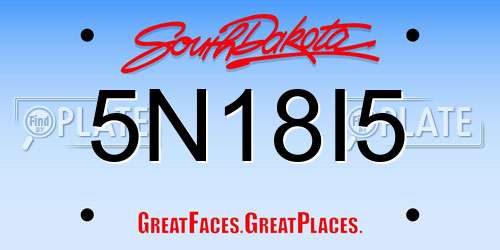 5N18I5 South Dakota License Plate