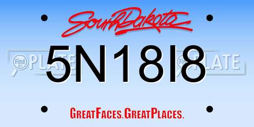 5N18I8 South Dakota License Plate