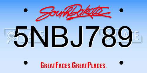5NBJ789 South Dakota License Plate