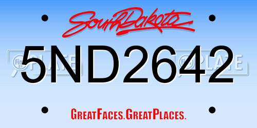 5ND2642 South Dakota License Plate
