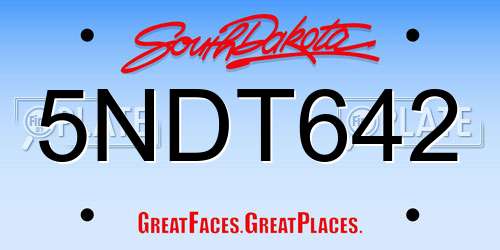 5NDT642 South Dakota License Plate