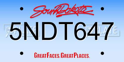 5NDT647 South Dakota License Plate
