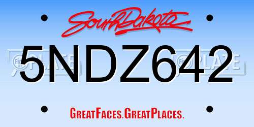 5NDZ642 South Dakota License Plate