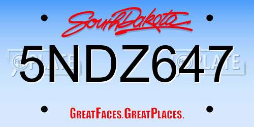 5NDZ647 South Dakota License Plate