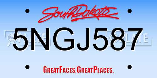 5NGJ587 South Dakota License Plate