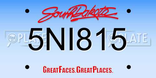 5NI815 South Dakota License Plate