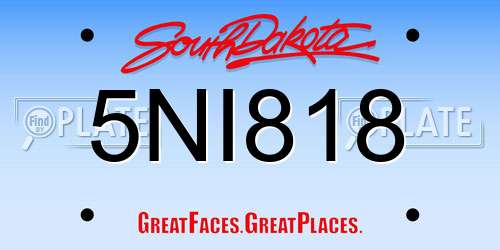 5NI818 South Dakota License Plate