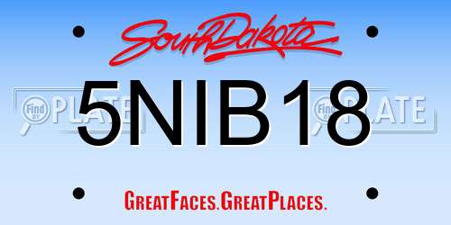 5NIB18 South Dakota License Plate