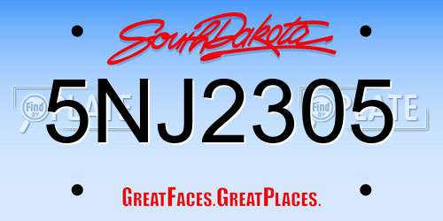 5NJ2305 South Dakota License Plate