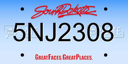5NJ2308 South Dakota License Plate