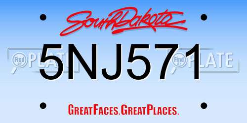 5NJ571 South Dakota License Plate